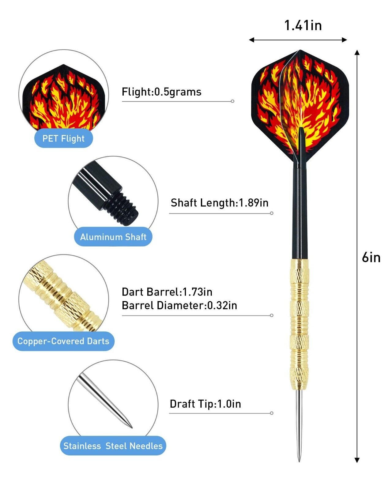 5 Sets (15Pcs) Steel Tip Professional Darts Set Darts Slim Barrel Dart