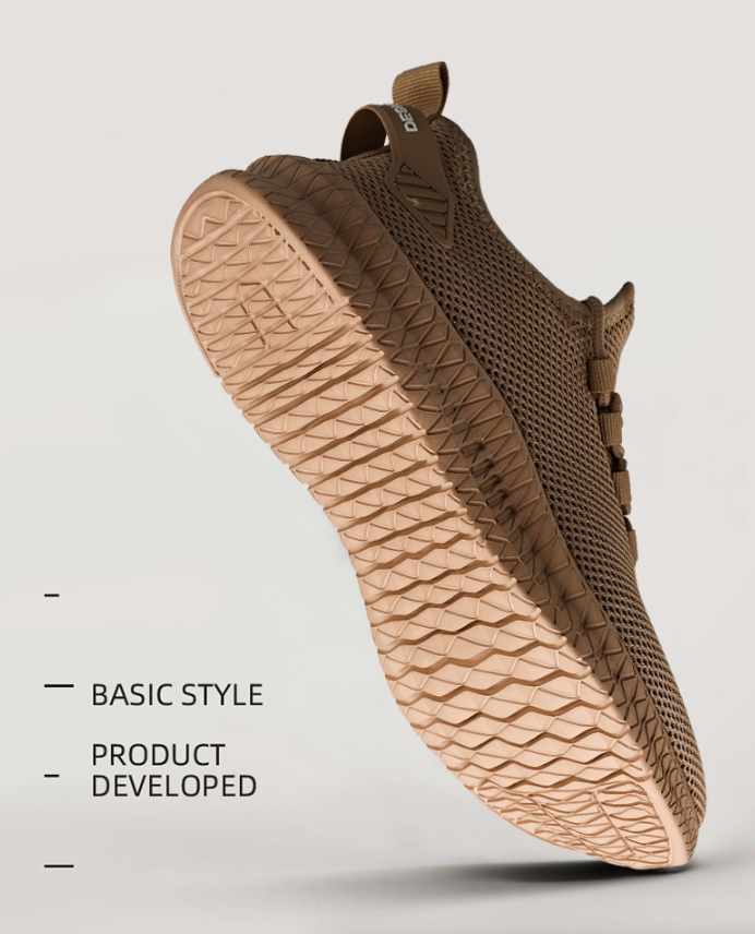 Running Shoes Sneakers Casual Men's Outdoor Athletic Jogging Sports in brown with mesh upper and textured sole.