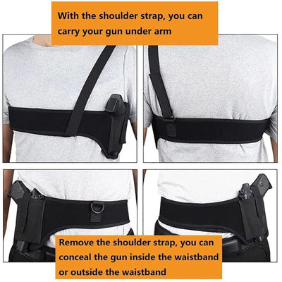 Tactical Concealed Carry Shoulder Waist Pistol Hand Gun Holder Holster with adjustable straps for concealed carry options.