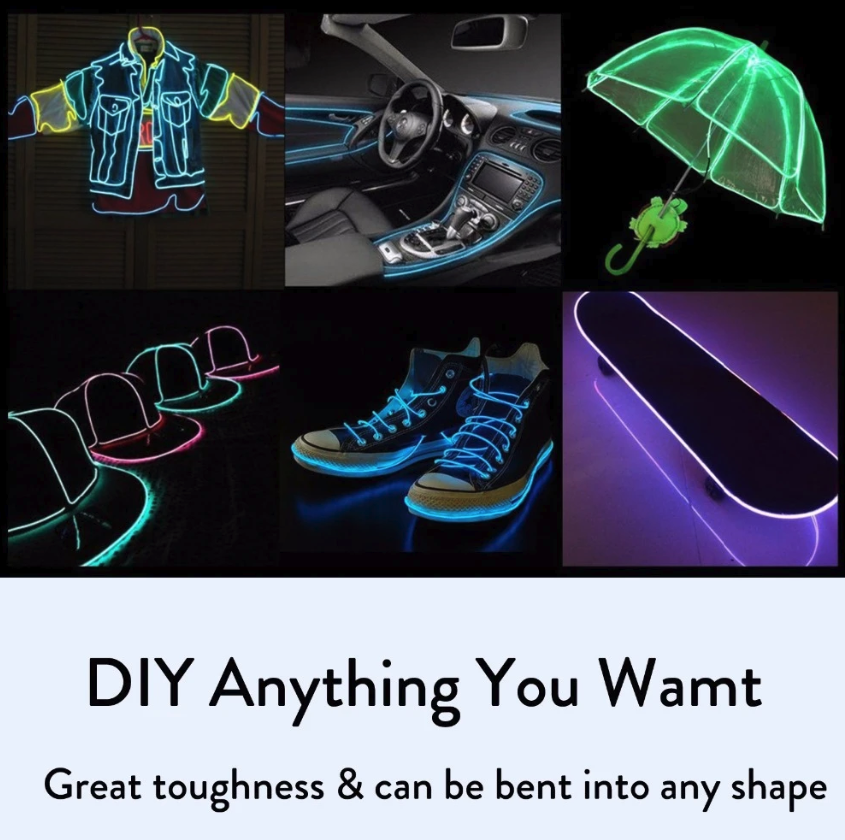 Neon LED Light Glow EL Wire String Strip Rope Tube Decor Car Party +