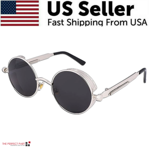 Retro Round Polarized Sunglasses Men Women Vintage Gothic Steampunk