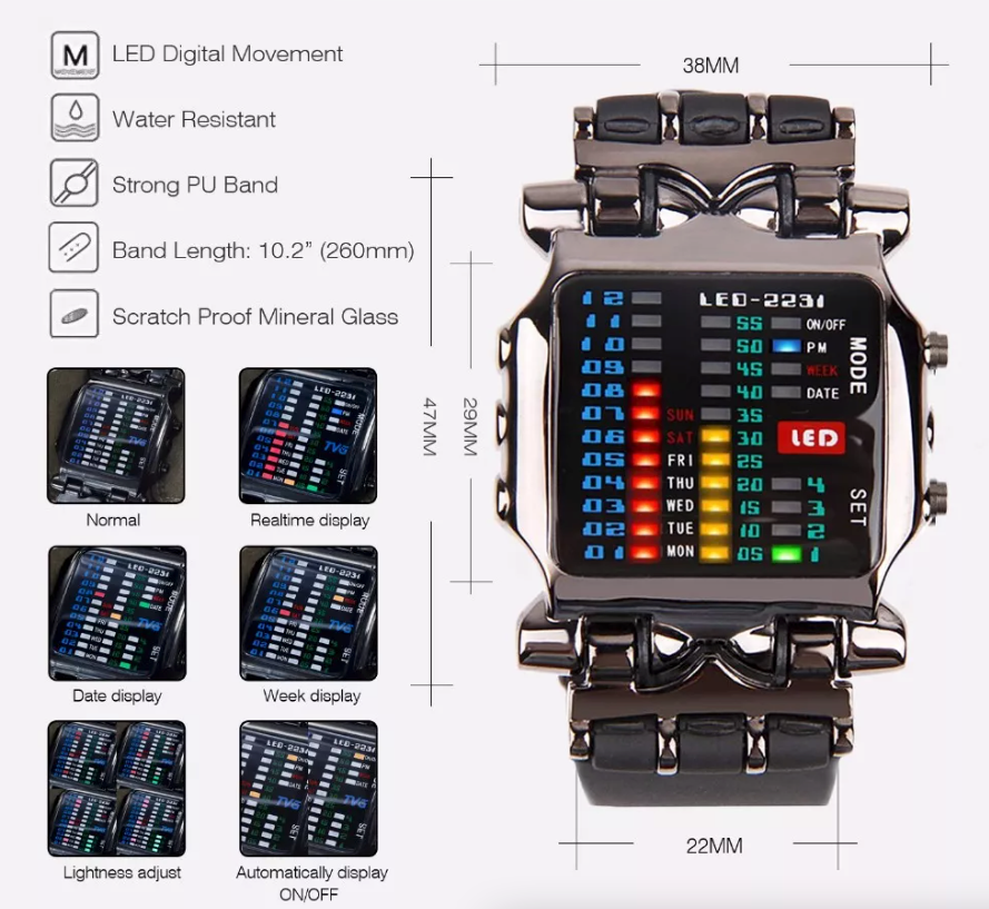 Luxury Men's Watch LED Sports Date Digital Bracelet Waterproof Quartz