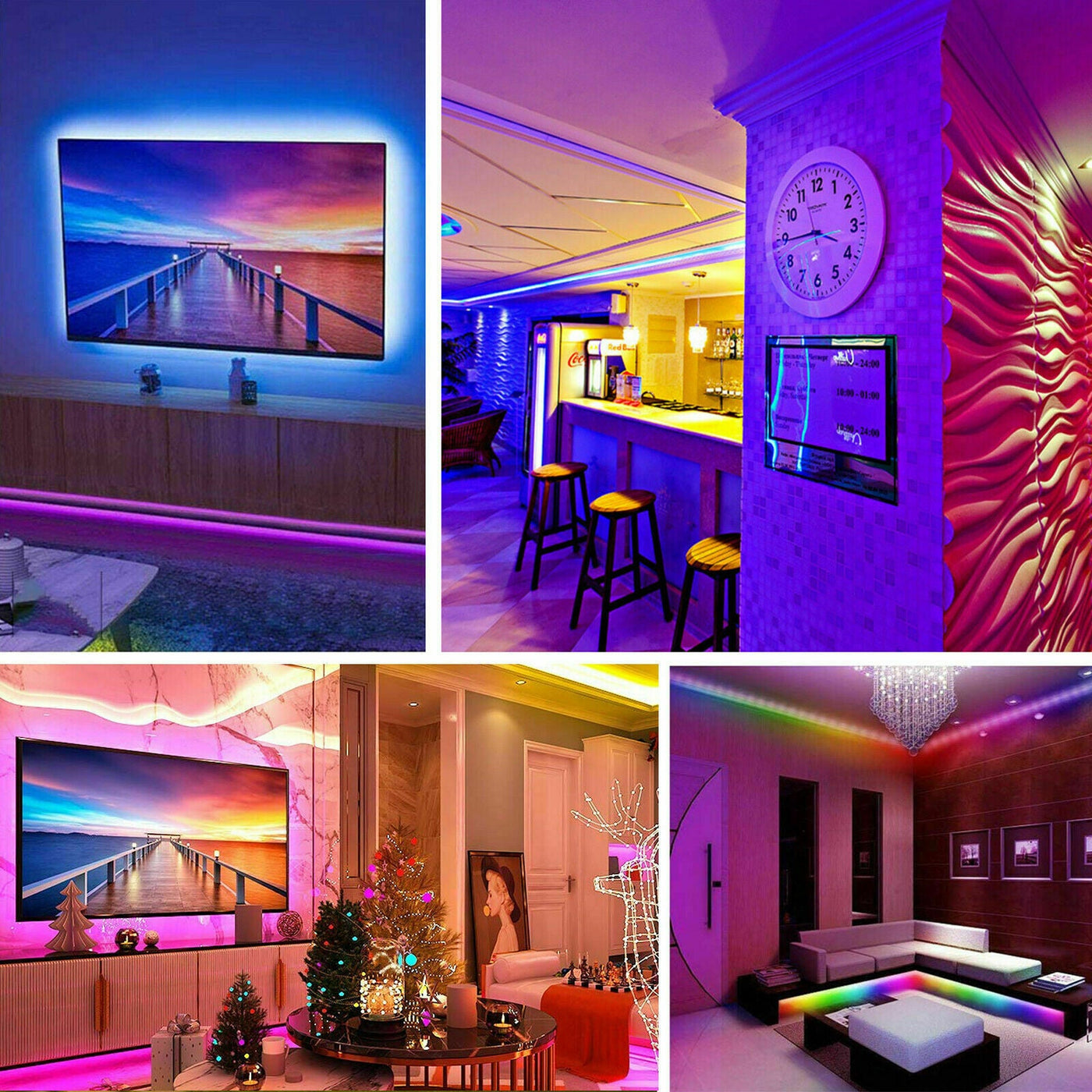 32FT LED Strip Lights Remote Control Bedroom Waterproof for Indoor