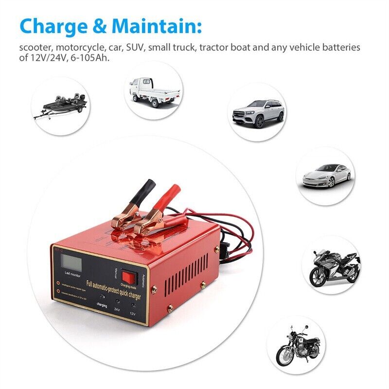 Maintenance Free Battery Charger 12V/24V 10A 140W Output For Electric