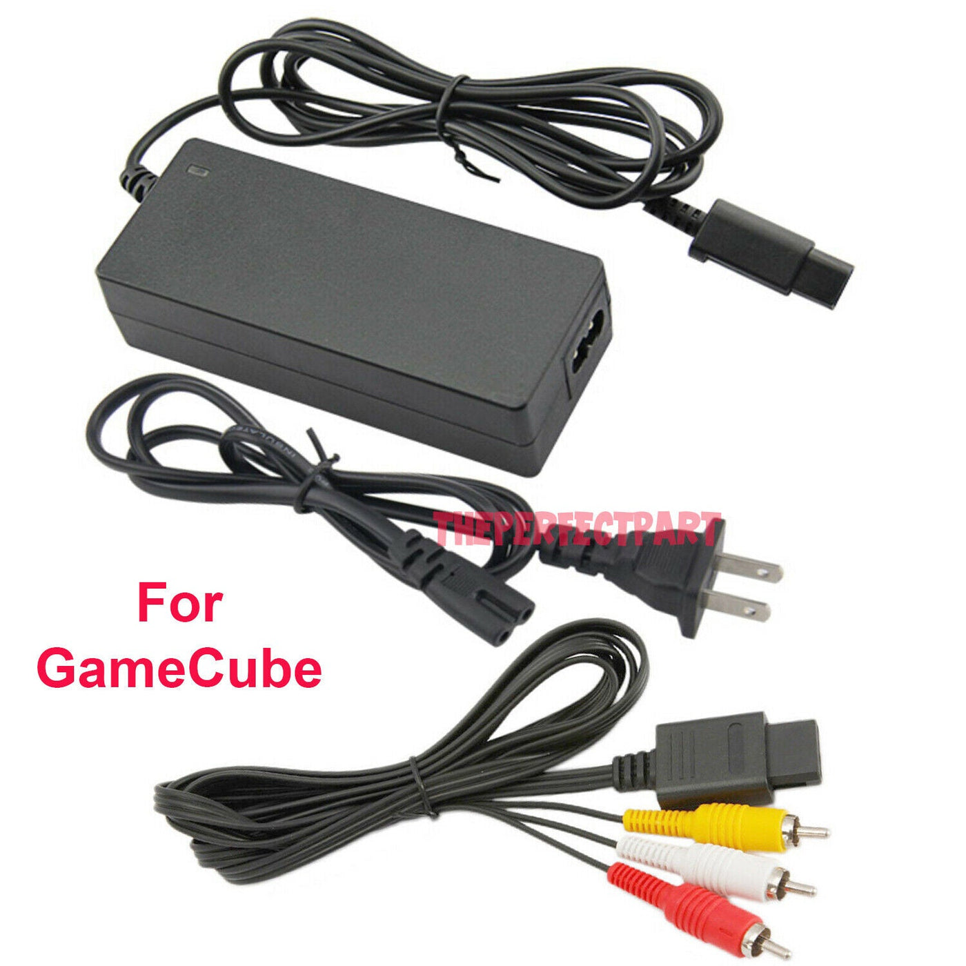 AC Adapter Power Supply & Audio Video A/V Cable for Nintendo GameCube