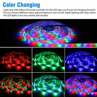 32FT LED Strip Lights Remote Control Bedroom Waterproof for Indoor