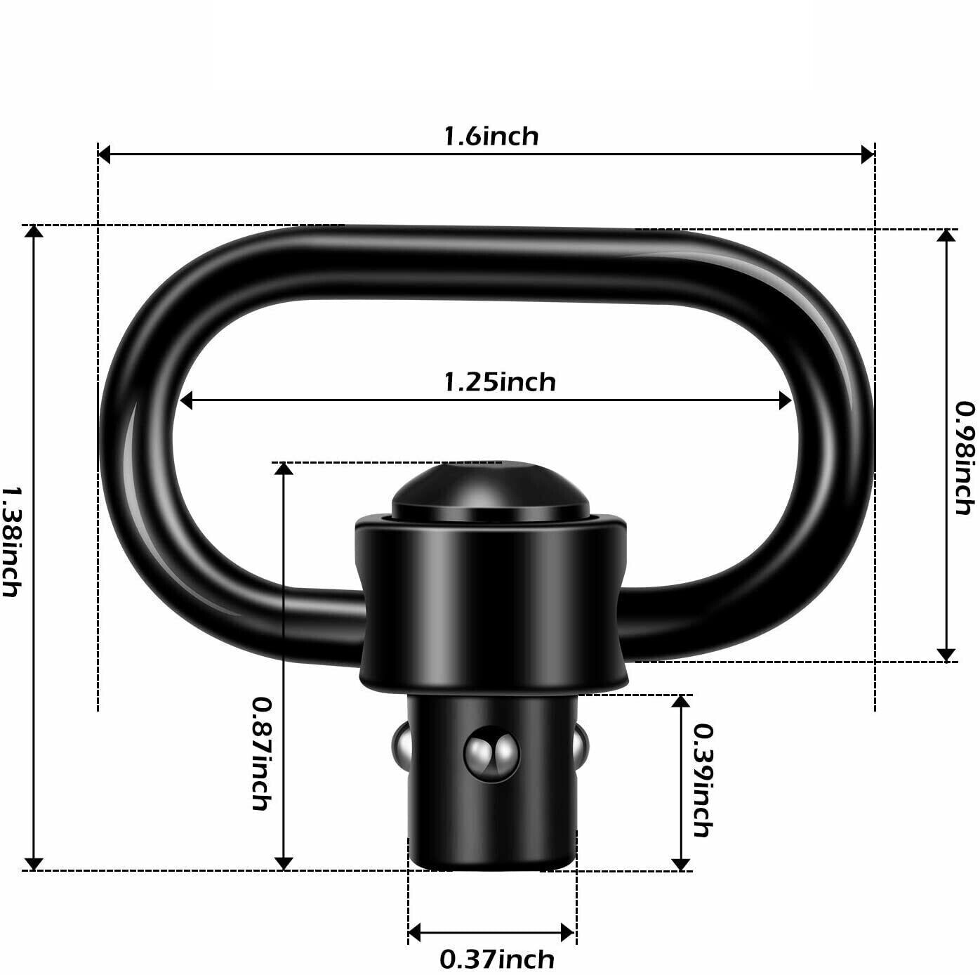 2PCS Heavy Duty Flush Push Button Quick Detach 1.25" Rifle QD Sling