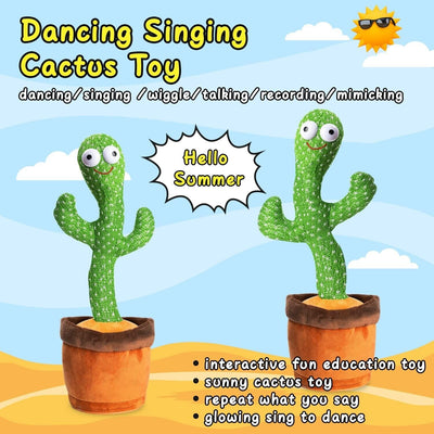 Dancing Cactus Plush Toy Doll Electronic Recording Shake With Song
