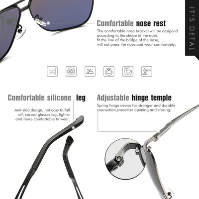 Mens Polarized Pilot Sunglasses Outdoor Driving UV400 Sun Glasses