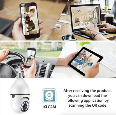 360° 1080P IP E27 Light Bulb Camera Wi-Fi IR Night Smart Home Wireless