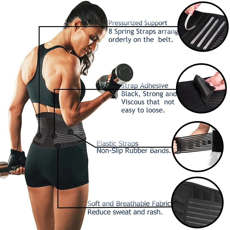 Lower Back Support Brace Lumbar Waist Belt Double Pull Breathable Belt