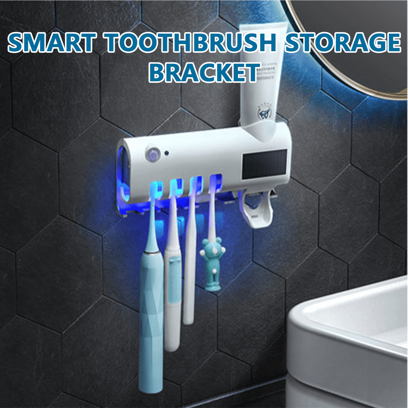 UV Light Sterilizer Toothbrush Holder Cleaner & Automatic Toothpaste
