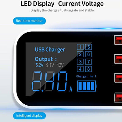 Multi USB 8-Port Fast Desktop Hub Wall Charger Charging Station Quick