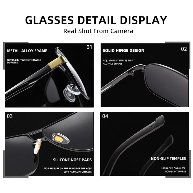 Mens Polarized Pilot Sunglasses Outdoor Driving UV400 Sun Glasses