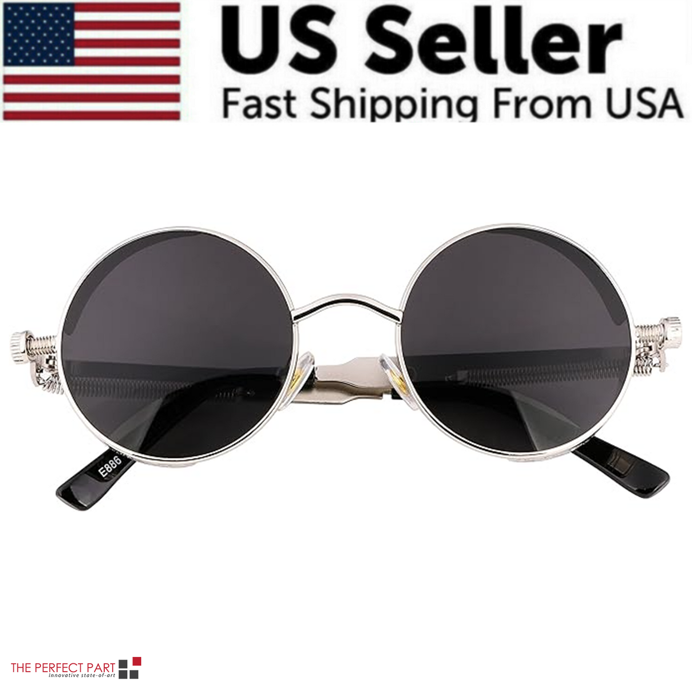 Retro Round Polarized Sunglasses Men Women Vintage Gothic Steampunk