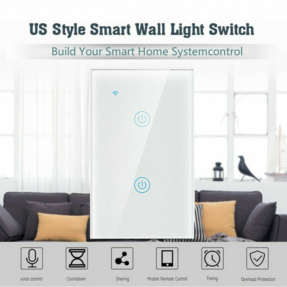 1/2/3/4 Gang WiFi Smart Wall Touch Light Switch Glass Panel For