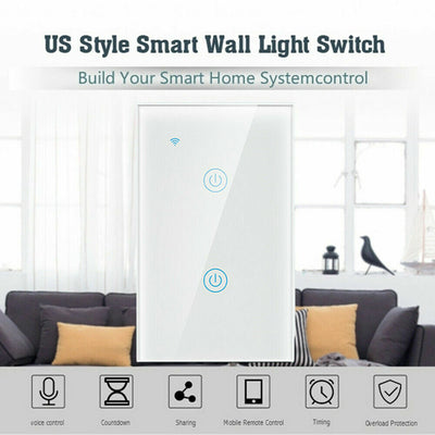 1/2/3/4 Gang WiFi Smart Wall Touch Light Switch Glass Panel For