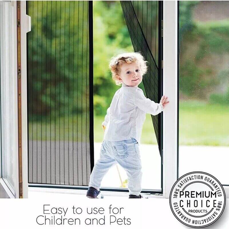 Magnetic Screen Door Mesh Curtain Durable Heavy Duty Mosquito Net Bug easy to use for children and pets