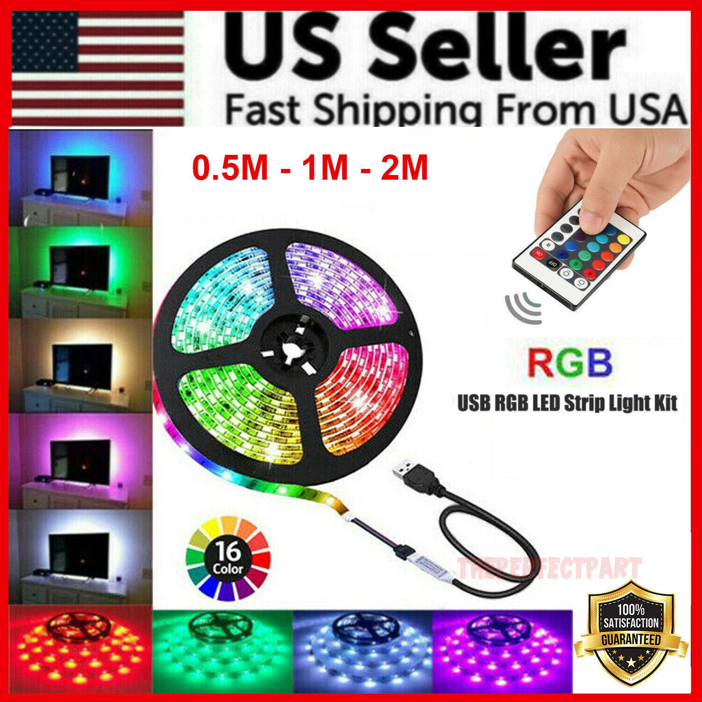 5V USB LED Strip Lights TV Back Light 5050 RGB Colour Changing with