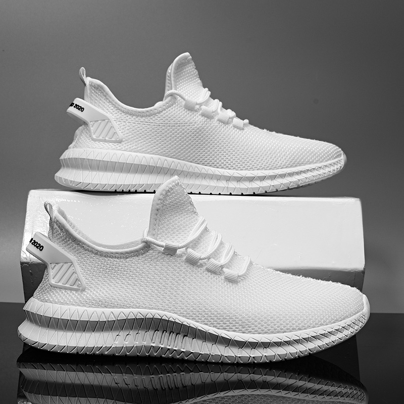 Running Shoes Sneakers Casual Men's Outdoor Athletic Jogging Sports in white color, displayed on a sleek surface.