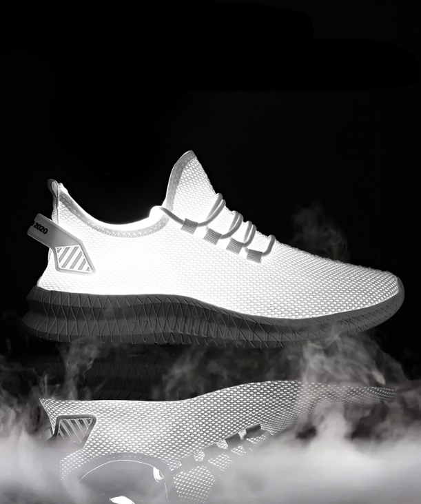Running Shoes Sneakers Casual Men's Outdoor Athletic Jogging Sports in reflective white design with stylish silhouette.