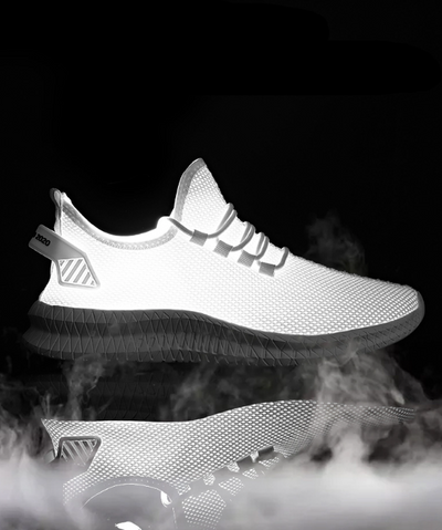 Running Shoes Sneakers Casual Men's Outdoor Athletic Jogging Sports in reflective white design with stylish silhouette.