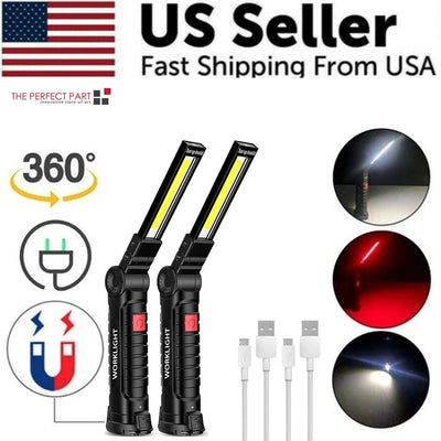 Rechargeable LED COB Work Light Mechanic Flashlight Lamp Magnetic Base
