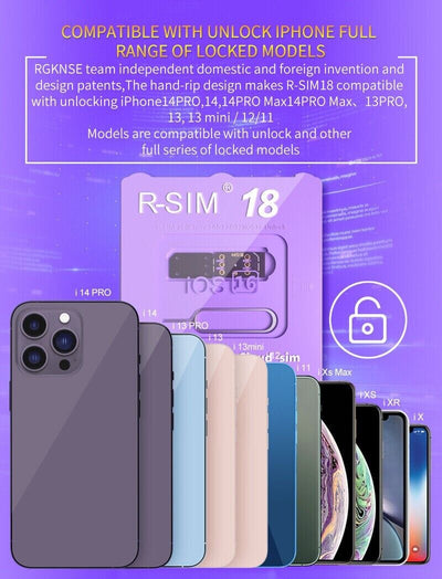 R-SIM18 RSIM 18 Nano Unlock Card For iPhone 14 Plus 13 12 11 Pro Max X