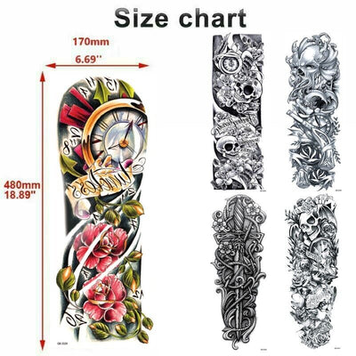 5Pcs Large Temporary Body Art Arm Tattoo Sticker Sleeve Man Women
