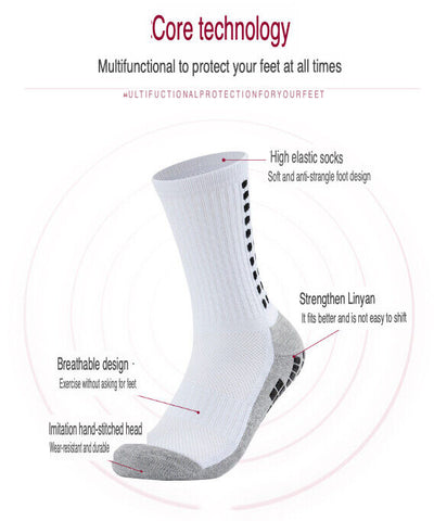 3 Pair Sport Socks Anti Slip W/ Grip Soccer Men Football Basketball