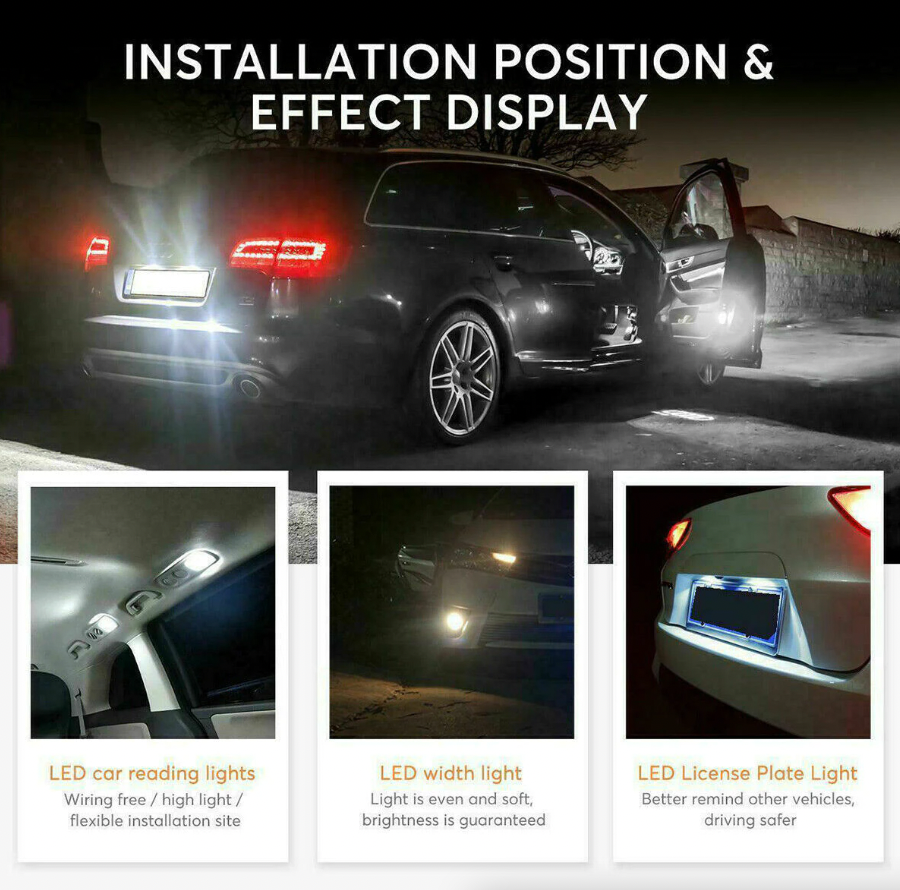 28pcs Car Interior White Combo LED Map Dome Door Trunk License Plate