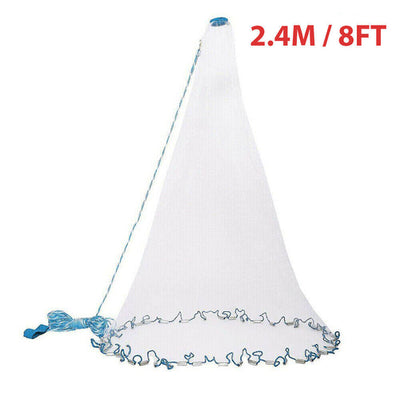 6/8/10/12/16FT Fishing Cast Net Bait Easy Throw Hand Cast Strong Nylon