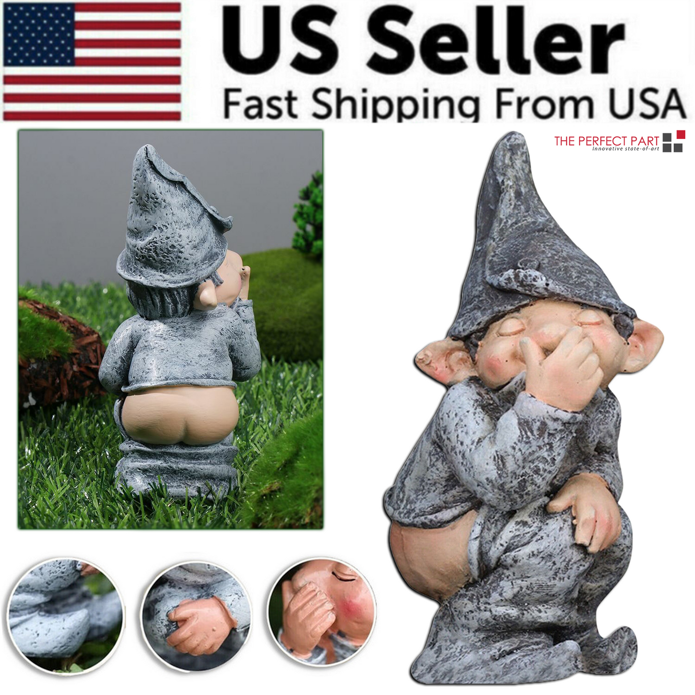 Pooping Naughty Gnome Miniature Statue Funny Resin Dwarf Home Garden