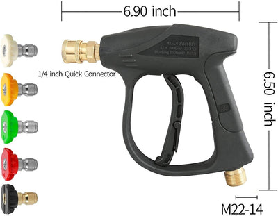1/4" High Pressure Washer Gun 4000 PSI Car Wash Foam Spray Short Wand