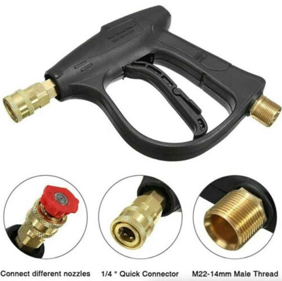 1/4" High Pressure Washer Gun 4000 PSI Car Wash Foam Spray Short Wand