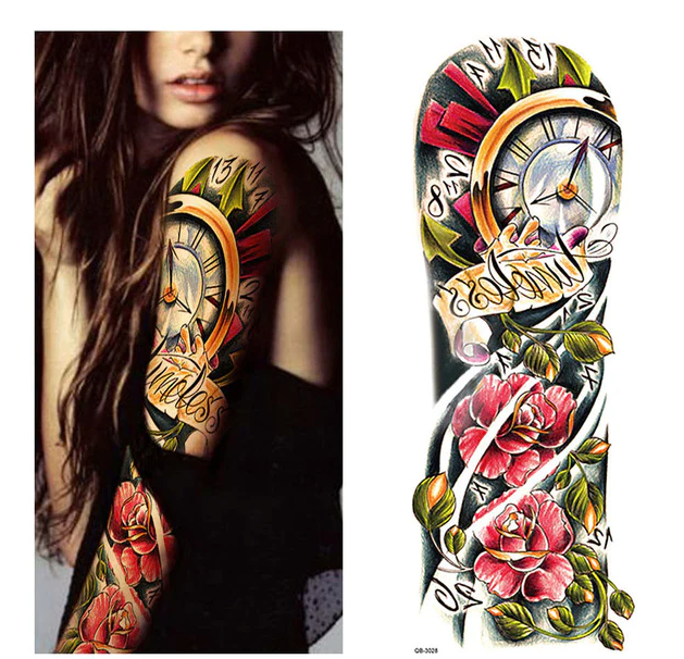5Pcs Large Temporary Body Art Arm Tattoo Sticker Sleeve Man Women
