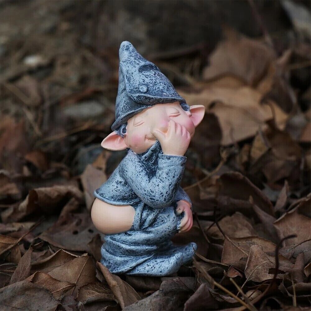 Pooping Naughty Gnome Miniature Statue Funny Resin Dwarf Home Garden