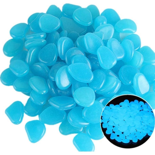 300PCS Glow in The Dark Pebbles Garden Glowing Rocks Fish Tank
