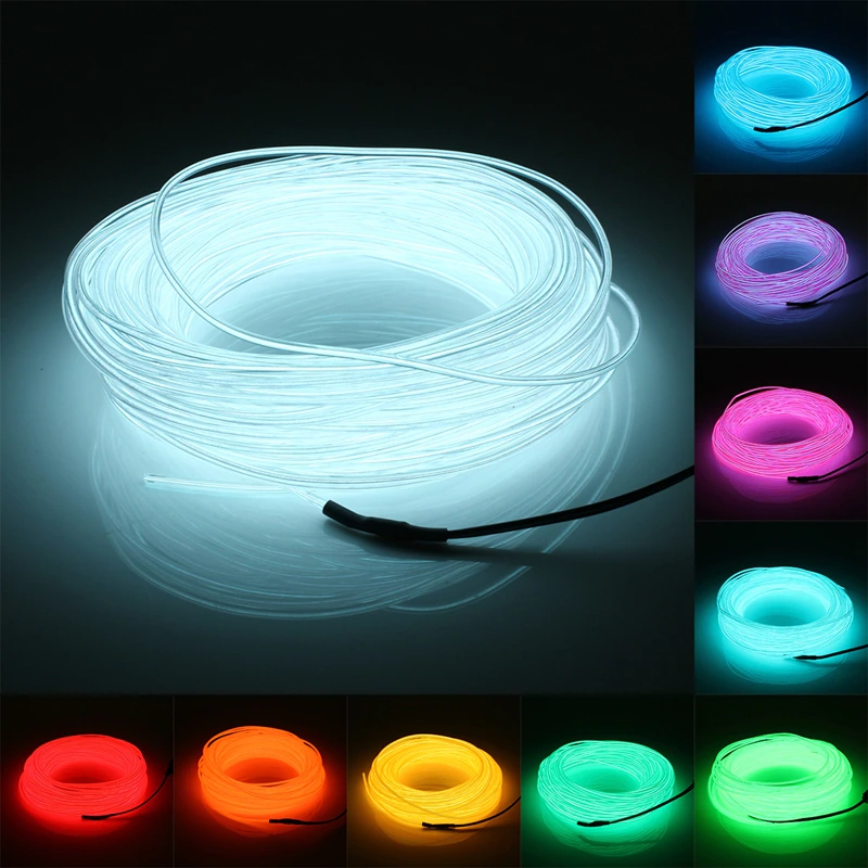 Neon LED Light Glow EL Wire String Strip Rope Tube Decor Car Party +