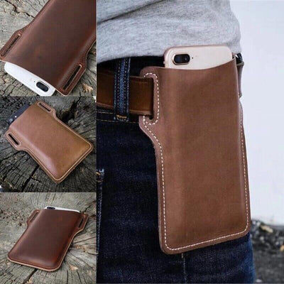 Men Cell Phone Belt Pack Bag Loop Waist Holster Pouch Case Leather