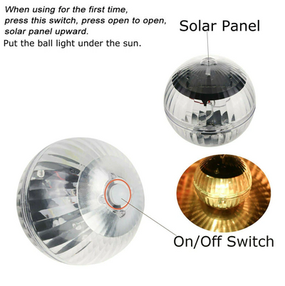 Outdoor Solar LED Floating Light Garden Pond Pool Lamp Rotating RGB