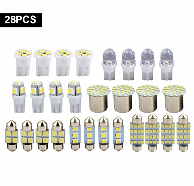 28pcs Car Interior White Combo LED Map Dome Door Trunk License Plate