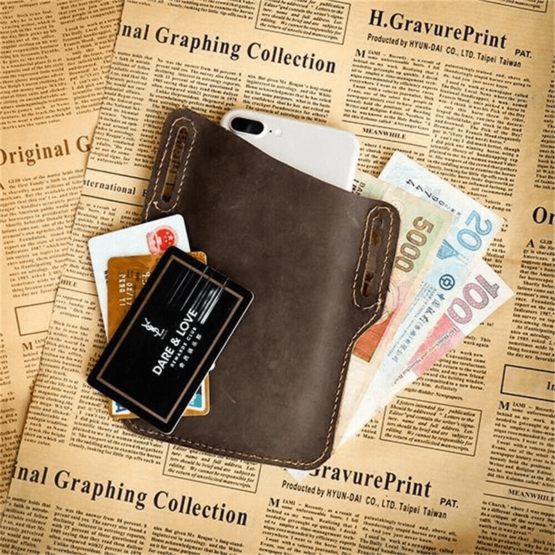 Men Cell Phone Belt Pack Bag Loop Waist Holster Pouch Case Leather