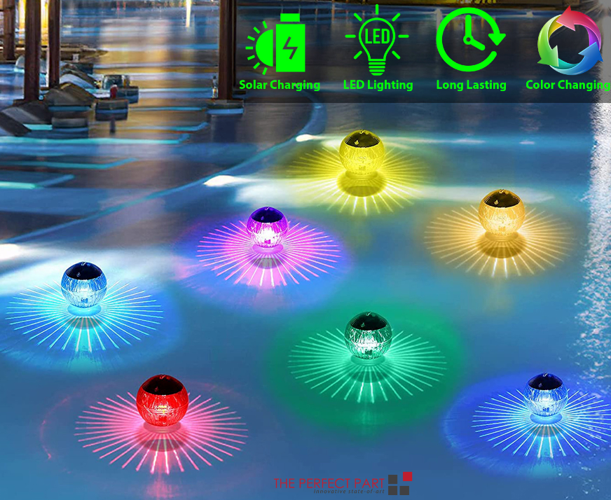 Outdoor Solar LED Floating Light Garden Pond Pool Lamp Rotating RGB