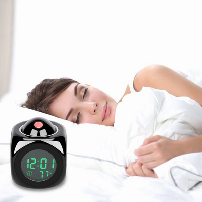 LED Projection Alarm Clock Digital LCD Display Voice Talking Weather