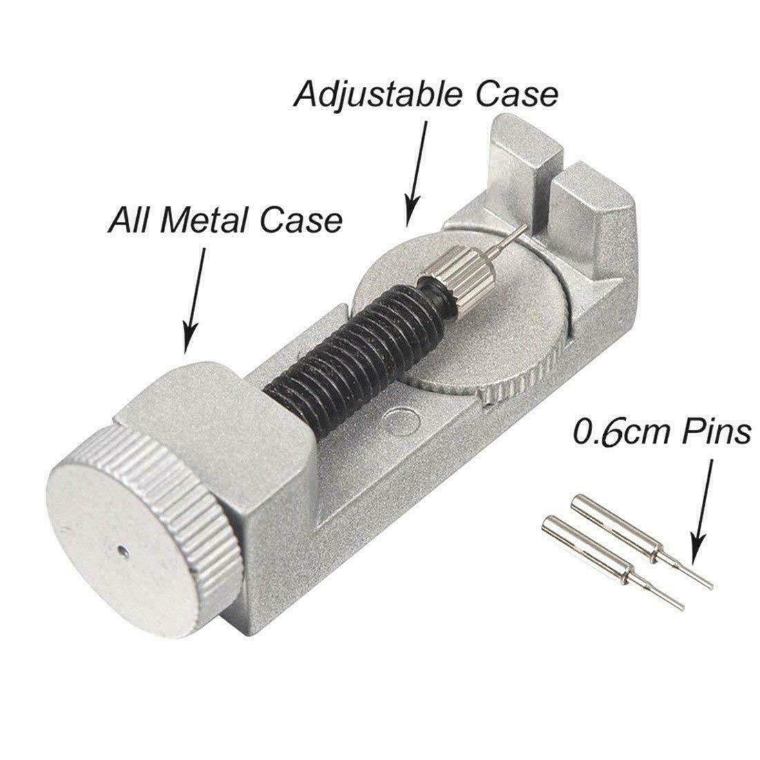 Metal Adjustable Watch Band Strap Bracelet Link Pin Remover Repair tool with adjustable case and 0.6cm pins.