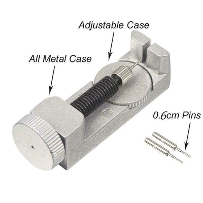 Metal Adjustable Watch Band Strap Bracelet Link Pin Remover Repair tool with adjustable case and 0.6cm pins.