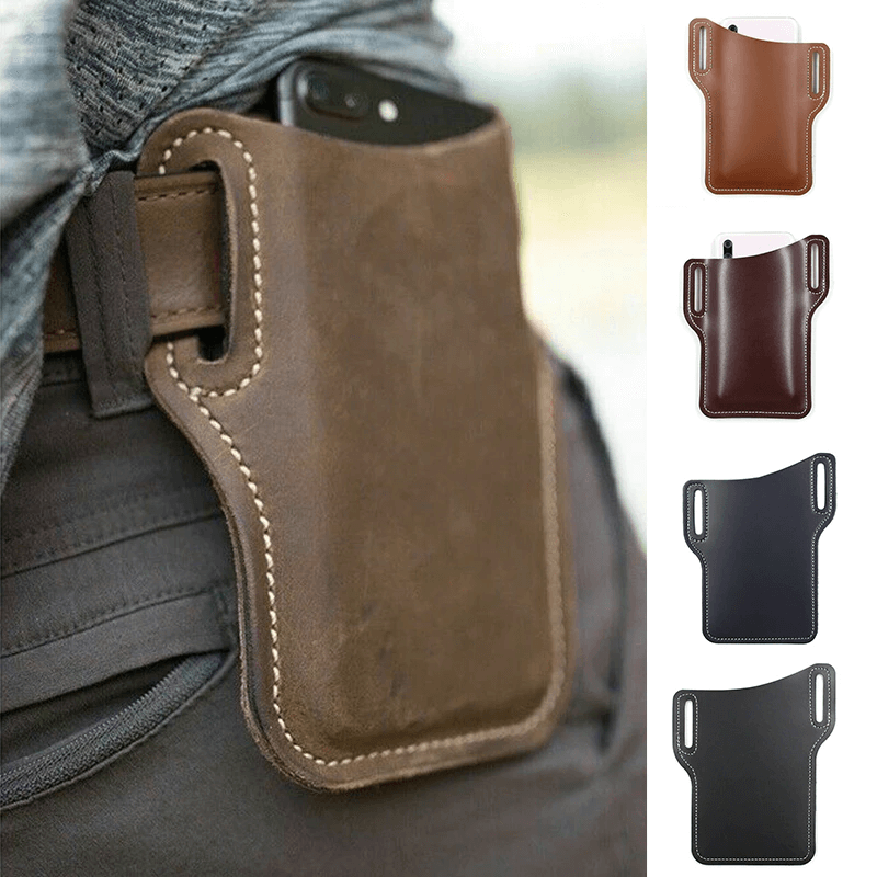 Men Cell Phone Belt Pack Bag Loop Waist Holster Pouch Case Leather