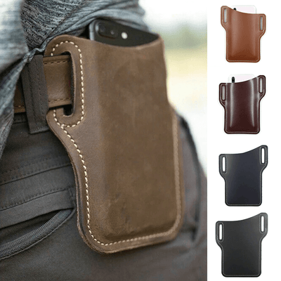 Men Cell Phone Belt Pack Bag Loop Waist Holster Pouch Case Leather
