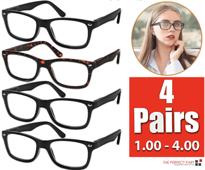 Mens Womens Reading Glasses 4 Pairs Unisex Classic Retro Spring Hinge